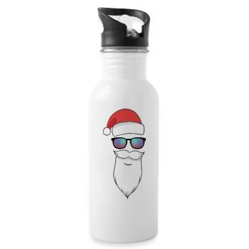 Weihnachtsmann mit Sonnenbrille - Trinkflasche mit integriertem Trinkhalm - Weiß - Rechts