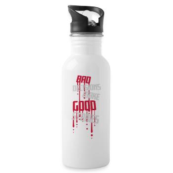 bad decisions great stories - Trinkflasche mit integriertem Trinkhalm - Weiß - Rechts