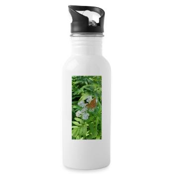Freiheit des Schmetterlings - Trinkflasche mit integriertem Trinkhalm - Weiß - Rechts