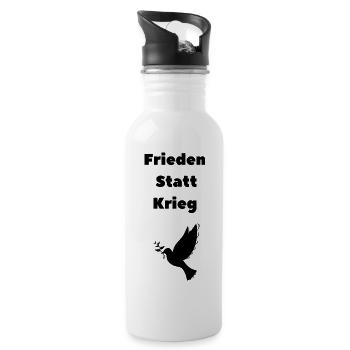 Friedenstaube - Trinkflasche mit integriertem Trinkhalm - Weiß - Rechts