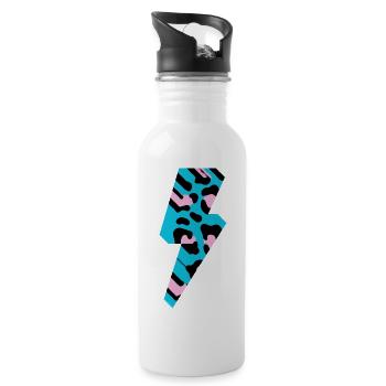 Leopard Blitz 3D - Trinkflasche mit integriertem Trinkhalm - Weiß - Rechts