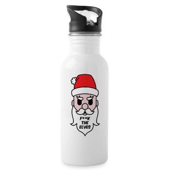F**K DIE ELFEN - Mean Santa (Porträtvariante) - Trinkflasche mit integriertem Trinkhalm - Weiß - Rechts