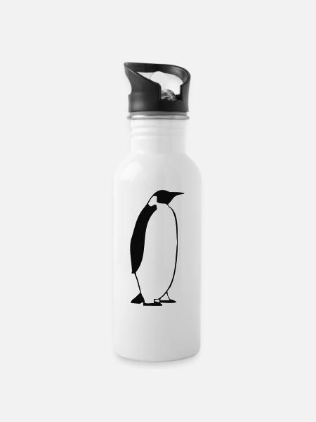 Pinguin2 - Trinkflasche mit integriertem Trinkhalm - Weiß