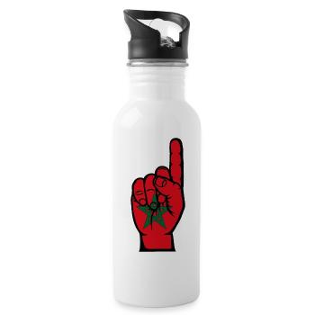 Marokko Flagge Nummer 1 - Trinkflasche mit integriertem Trinkhalm - Weiß - Rechts