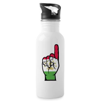 Tajikistan Flag Number 1 - Water bottle with straw - white - Right