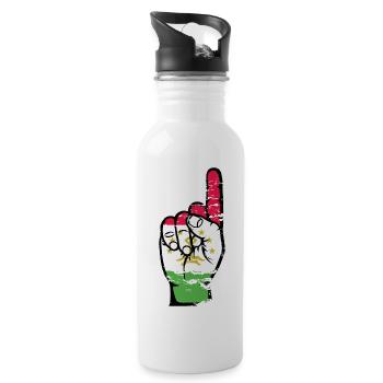 Tajikistan flag number 1 used - Water bottle with straw - white - Right