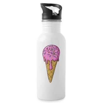 Crème glacée | Glace rose rose avec pépites | Glaces - Gourde avec paille intégrée - blanc - Droite