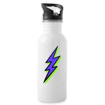 Abstract Ray in Neon Tones - Water bottle with straw - white - Right