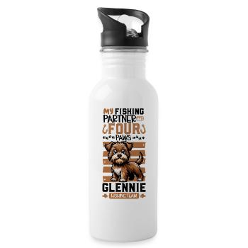 Fishing and Irish Glen of Imaal Terrier - Water bottle with straw - white - Right