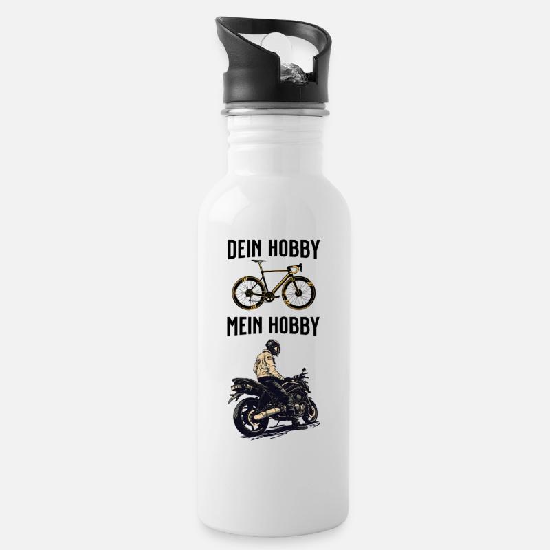 Dein Hobby Mein Hobby - Trinkflasche mit integriertem Trinkhalm - Weiß
