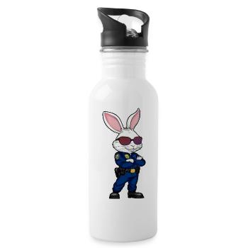 Policier Lapin - Gourde avec paille intégrée - blanc - Droite