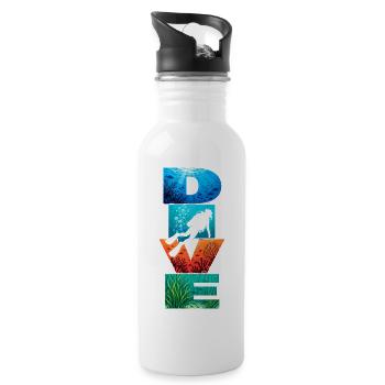 Dive Underwater Letter Art - Water bottle with straw - white - Right