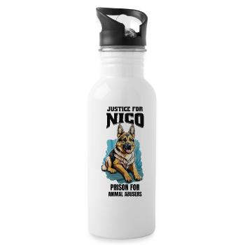 Justice pour Nico contre la cruauté envers les animaux - Gourde avec paille intégrée - blanc - Droite
