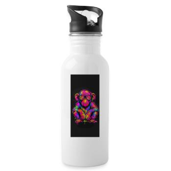 Neon Crazy mit funkelnden Sonnenbrillen - Trinkflasche mit integriertem Trinkhalm - Weiß - Rechts