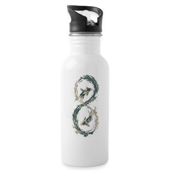 Koi-Unendlichkeitsfluss - Trinkflasche mit integriertem Trinkhalm - Weiß - Rechts