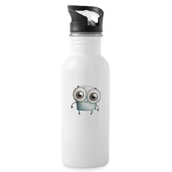 Putziges Monster Aquarell - Trinkflasche mit integriertem Trinkhalm - Weiß - Rechts