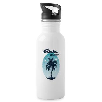 Aloha beaches. Cool and funny summertime saying. - Water bottle with straw - white - Right