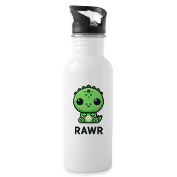 Süßer Dino T-Rex Chibi Rawr - Trinkflasche mit integriertem Trinkhalm - Weiß - Rechts