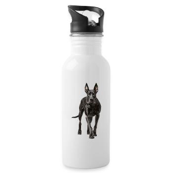 Deutsche Dogge - Trinkflasche mit integriertem Trinkhalm - Weiß - Rechts