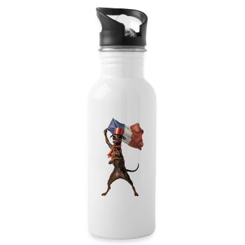 Dobermann - Trinkflasche mit integriertem Trinkhalm - Weiß - Rechts