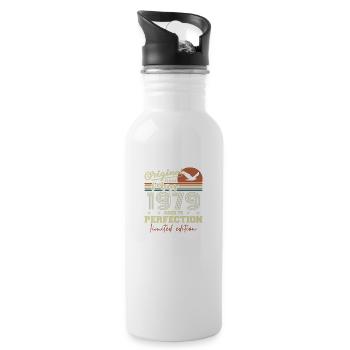 Mai 1979 | Geburtstagsgeschenk Mai 1979 Mai 1979 - Trinkflasche mit integriertem Trinkhalm - Weiß - Rechts