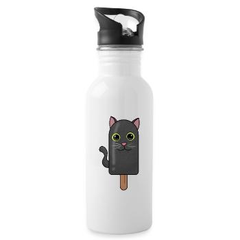 Black Cat Head Popsicle - Water bottle with straw - white - Right