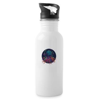 Techno Jellyfish - Méduse cool avec écouteurs - Gourde avec paille intégrée - blanc - Droite