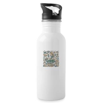 Moderne Alice im Wunderland Zeichnung - Trinkflasche mit integriertem Trinkhalm - Weiß - Rechts