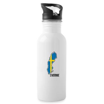 Schweden Flagge Umriss Souvenir - Trinkflasche mit integriertem Trinkhalm - Weiß - Rechts