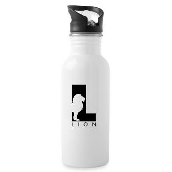 Lion Silhouette Löwe - Trinkflasche mit integriertem Trinkhalm - Weiß - Rechts