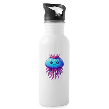 A jellyfish with a crown - Water bottle with straw - white - Right