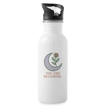 Mondblüte: Du wirst wachsen - Trinkflasche mit integriertem Trinkhalm - Weiß - Rechts
