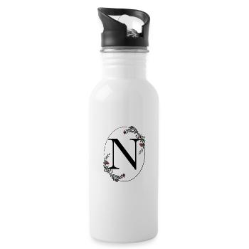 Letter N - Water bottle with straw - white - Right
