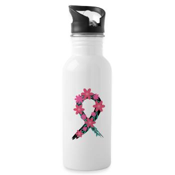 Cancer Graphic Cancer Defeated Cancer Survivor Leu - Trinkflasche mit integriertem Trinkhalm - Weiß - Rechts
