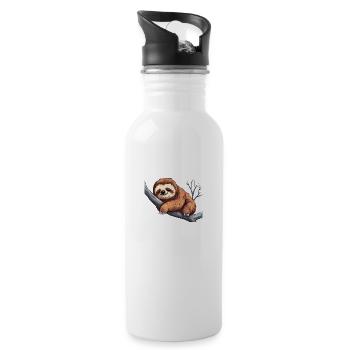 Cute sleeping sloth for sloth fans - Water bottle with straw - white - Right