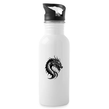 Vintager Schlangen Drache - Trinkflasche mit integriertem Trinkhalm - Weiß - Rechts