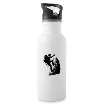 Mountaineers climbing on the rope Mountain Summit sports - Water bottle with straw - white - Right