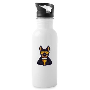 Doberman Chien Après-Ski Bière - Gourde avec paille intégrée - blanc - Droite
