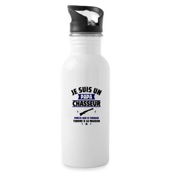 Papa chasseur, Cadeau fête des pères - Gourde avec paille intégrée - blanc - Droite