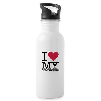 I Love My Girlfriend - Gourde avec paille intégrée - blanc - Droite