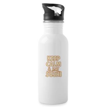 Japanese Food Lover Keep Calm & Eat Sushi - Trinkflasche mit integriertem Trinkhalm - Weiß - Rechts