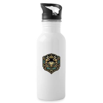 Golden Wave Crab Shield - Water bottle with straw - white - Right