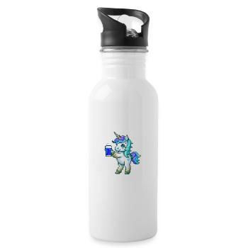 Einhorn Bier Party Lustig - Trinkflasche mit integriertem Trinkhalm - Weiß - Rechts