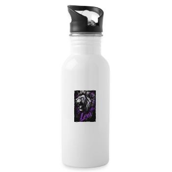 Löwe Leo - Trinkflasche mit integriertem Trinkhalm - Weiß - Rechts