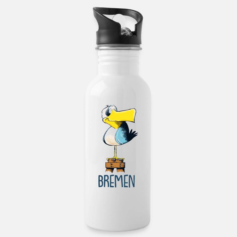 drôle de Moewe de Brême - Gourde avec paille intégrée - blanc