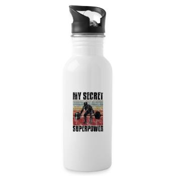 Bodybuilding is my secret superpower Bodybuilder - Trinkflasche mit integriertem Trinkhalm - Weiß - Rechts