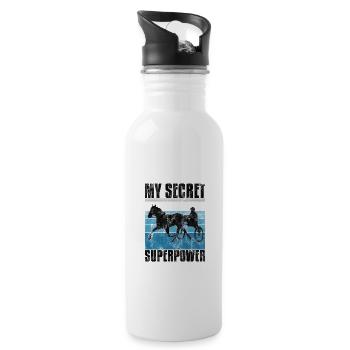 My Secret Superpower Trabrennen Trabreiter Sulky - Trinkflasche mit integriertem Trinkhalm - Weiß - Rechts