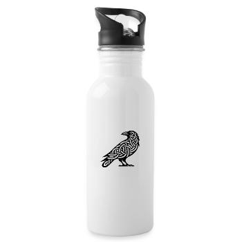 Mysterious Raven Bird in Celtic Style - Water bottle with straw - white - Right