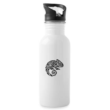 Niedliche Chamäleon Tattoo Verkleidung - Trinkflasche mit integriertem Trinkhalm - Weiß - Rechts