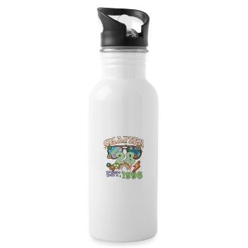 Turning 28 28th Birthday Retro Theme Peace Sign - Water bottle with straw - white - Right